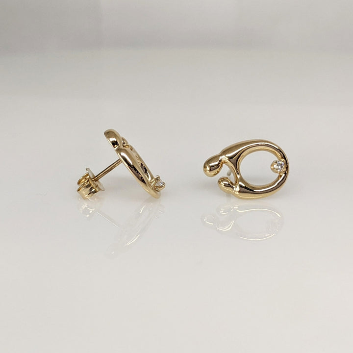 14K MOTHER/CHILD WITH MELEE STUD ESTATE EARRINGS 2.2 GRAMS