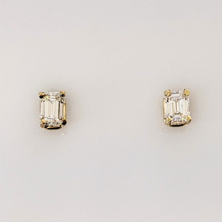 14K .30 CARAT TOTAL WEIGHT VS1 H DIAMOND EMERALD CUT (2) ESTATE STUD EARRINGS