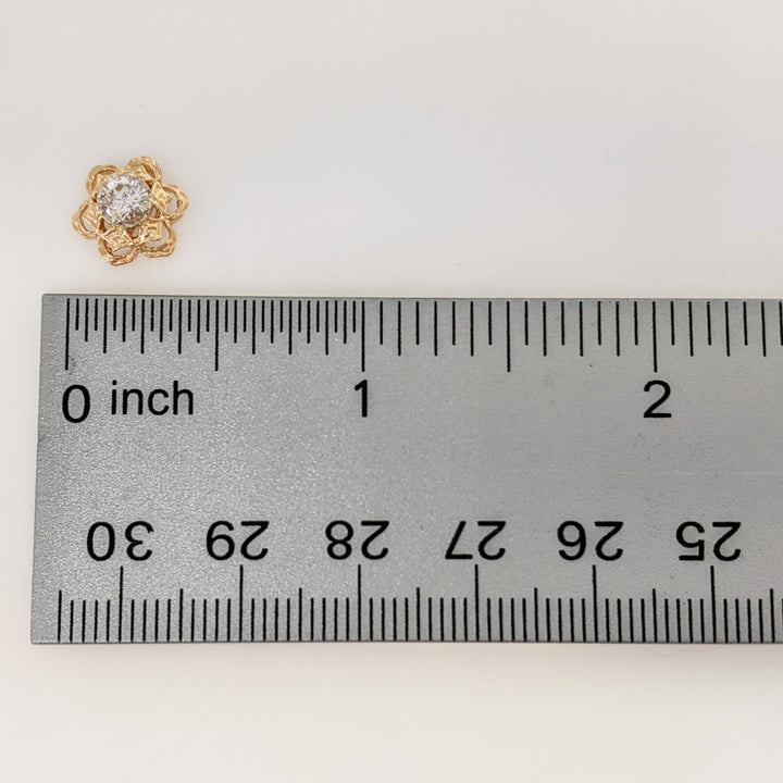 14k .50 CARAT TOTAL WEIGHT SI2 H DIAMOND ROUND HOLD TRIM ESTATE EARRINGS 2.2 GRAMS