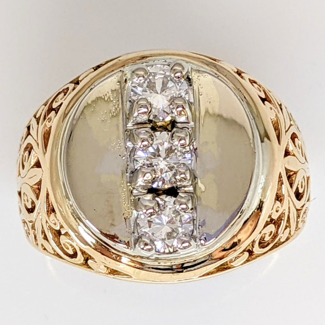 14K .69 CARAT TOTAL WEIGHT SI1-SI2 G DIAMOND ROUND (3) ESTATE RING 9.4 GRAMS