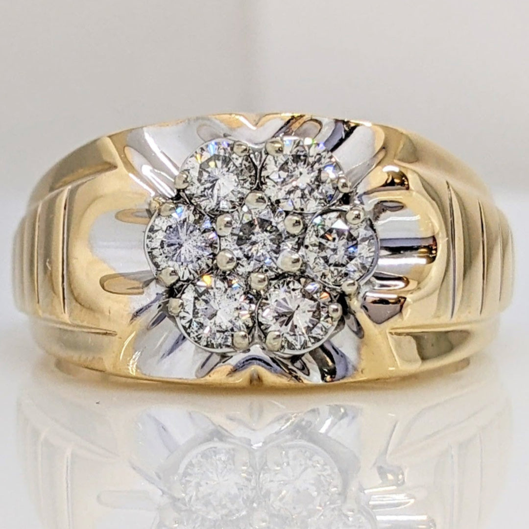 10K .70 CARAT TOTAL WEIGHT SI2 I DIAMOND ROUND (7) CLUSTER ESTATE RING 10.7 GRAMS