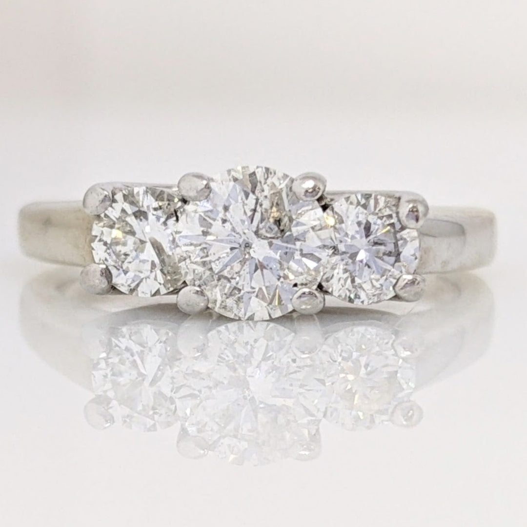 14K WHITE .94 CARAT TOTAL WEIGHT I1 G DIAMOND ROUND (3) TRINITY ESTATE RING 3.6 GRAMS