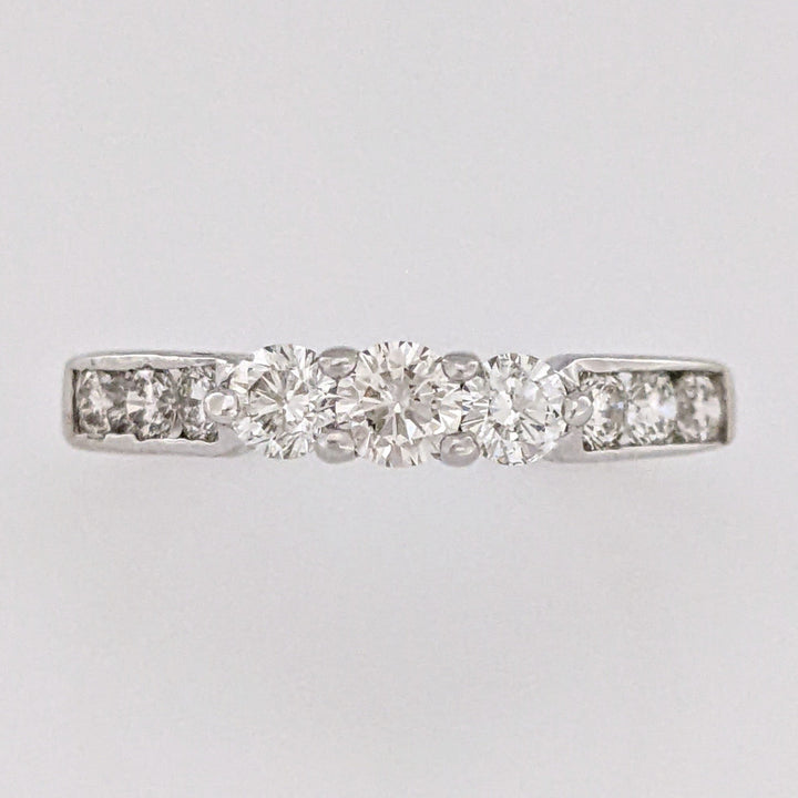 14K WHITE .75 CARAT TOTAL WEIGHT SI1 I DIAMOND ROUND (9) ESTATE TRINITY RING 2.5 GRAMS