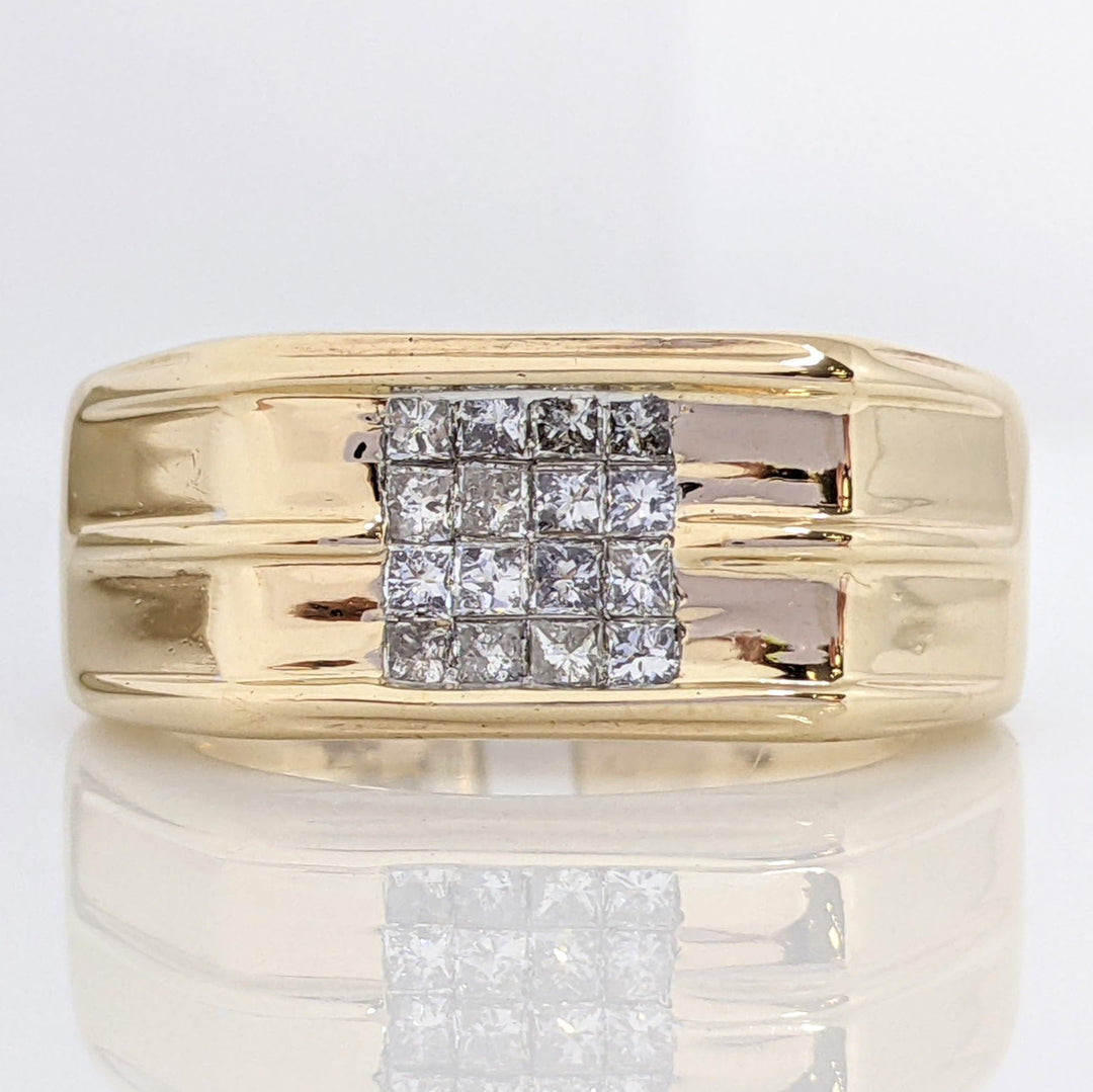 14K .64 CARAT TOTAL WEIGHT I1 G DIAMOND PRINCESS CUT (16) TENSION SET ESTATE BAND 7.0 GRAMS