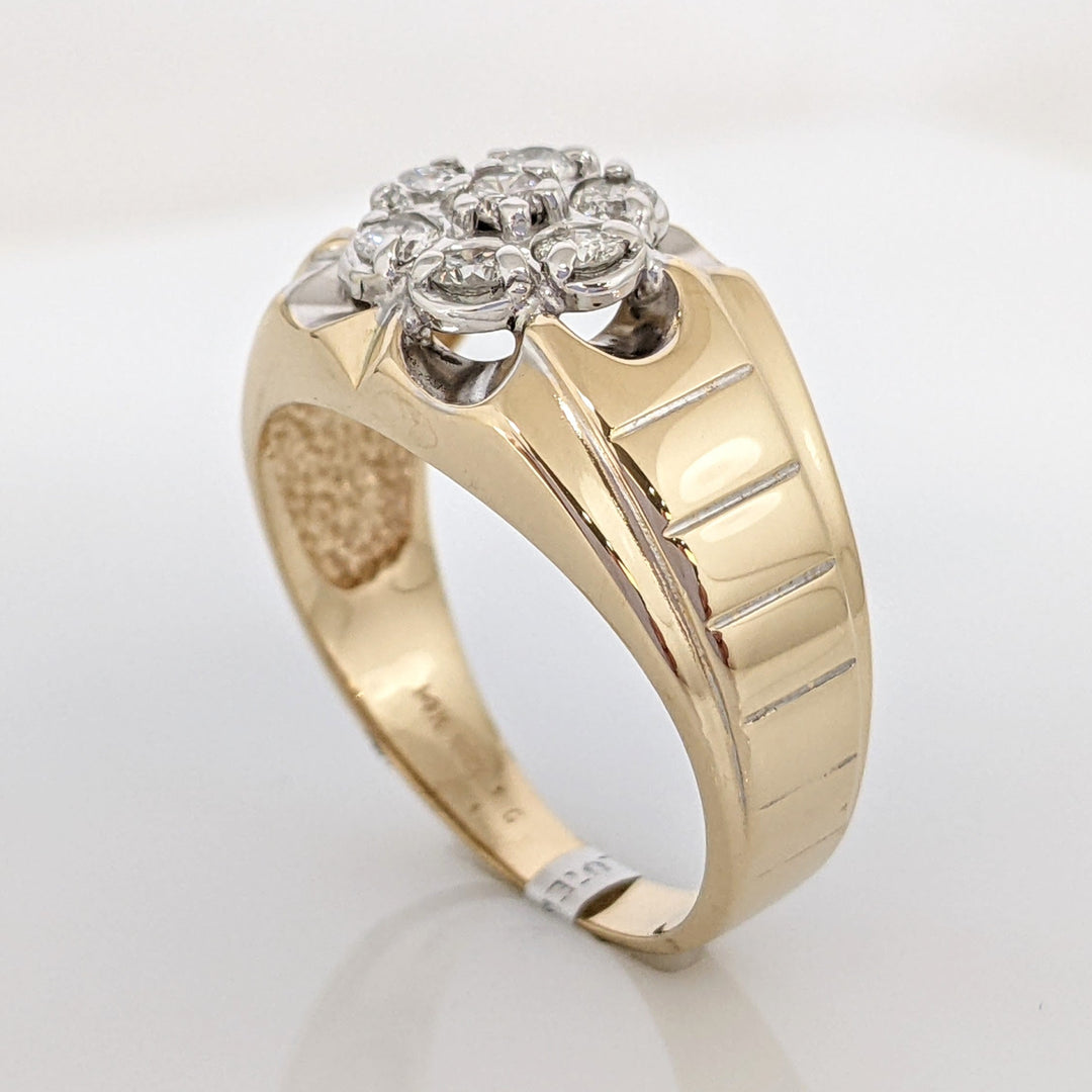 14K .46 CARAT TOTAL WEIGHT I1 J DIAMOND ROUND (7) CLUSTER ESTATE RING 5.6 GRAMS