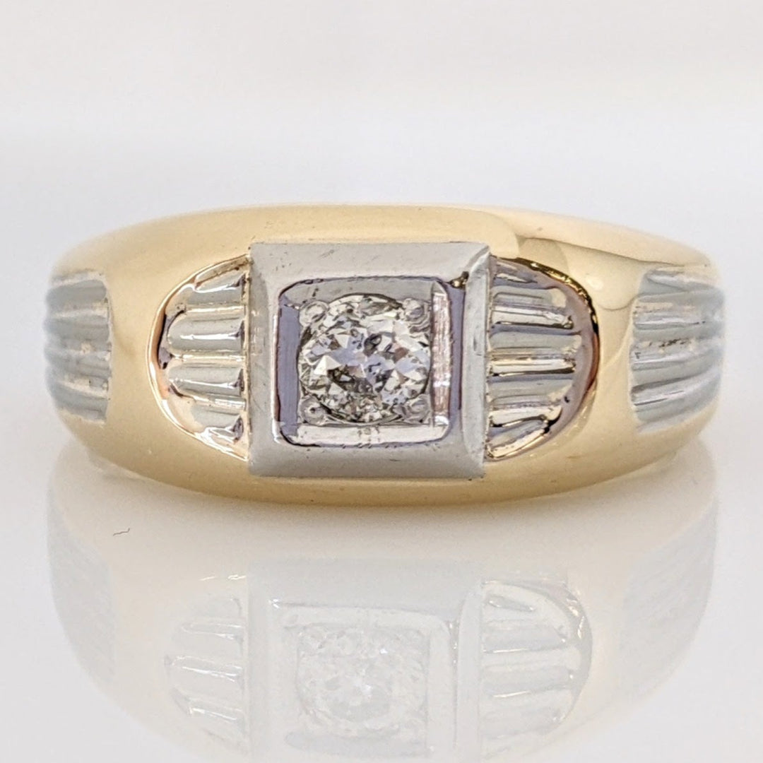 14K TWO-TONE .25 CARAT TOTAL I1 I DIAMOND ROUND SQUARE TOP ESTATE RING 6.9 GRAMS