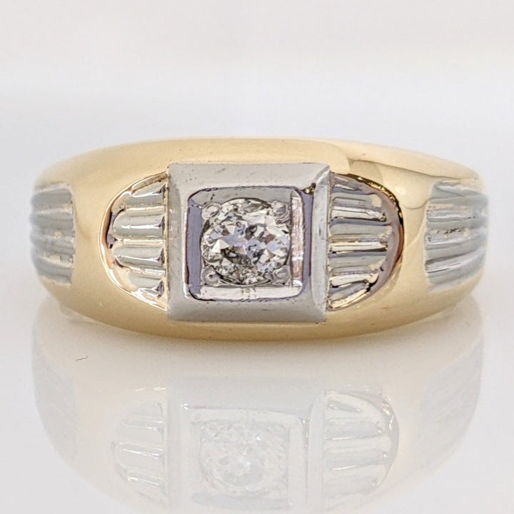 14K TWO-TONE .25 CARAT TOTAL I1 I DIAMOND ROUND SQUARE TOP ESTATE RING 6.9 GRAMS