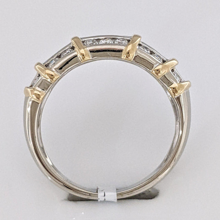14K TWO-TONE 1.26 CARAT TOTAL WEIGHT SI2 G DIAMOND PRINCESS CUT (9) ROUND (18) ESTATE BAND 5.6 GRAMS