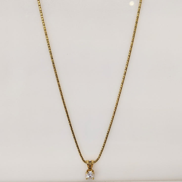 14K .44 CARAT TOTAL I1 J DIAMOND ROUND (1) ESTATE PENDANT & CHAIN 3.2 GRAMS