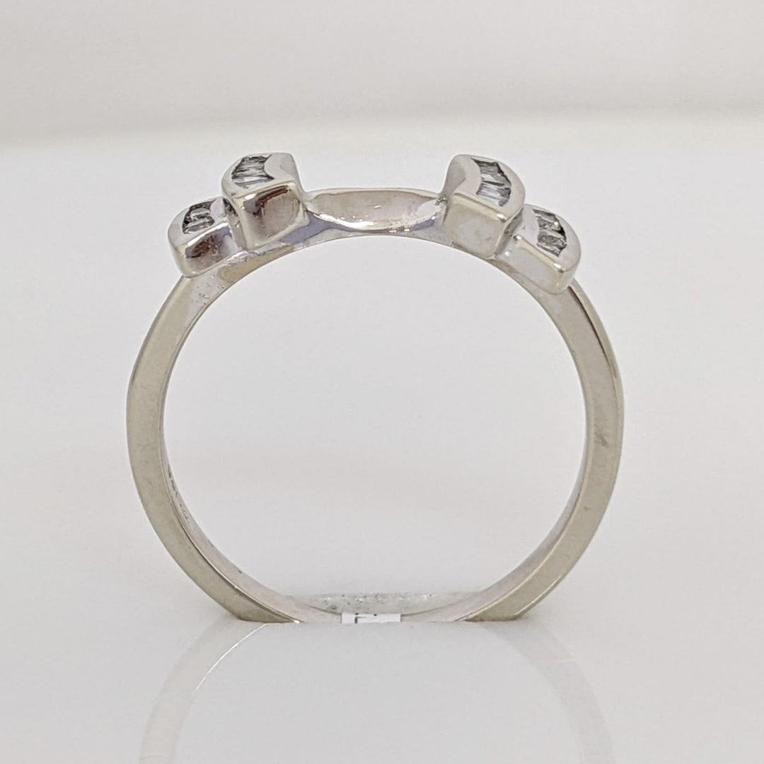 14K WHITE .14 CARAT TOTAL WEIGHT DIAMOND ROUND (6) BAGUETTE (8) ESTATE WRAP 2.5 GRAMS