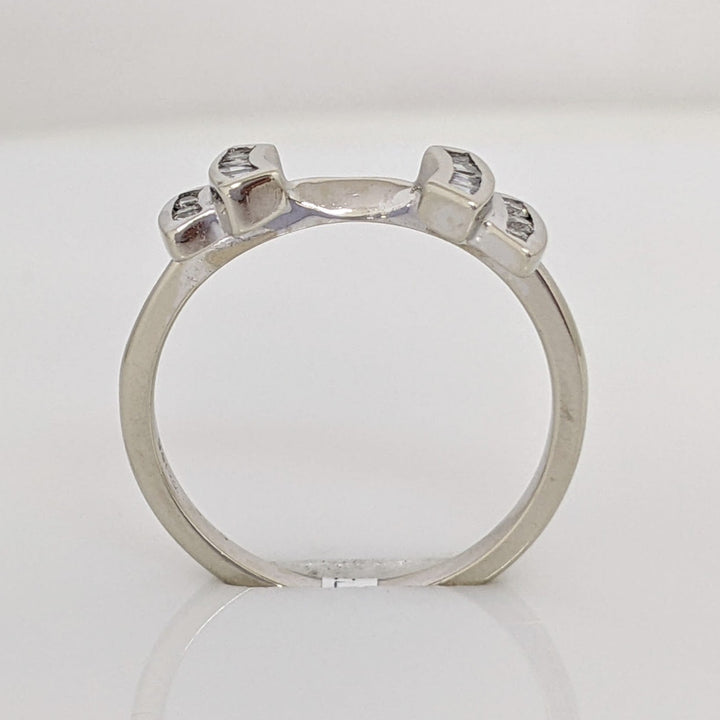 14K WHITE .14 CARAT TOTAL WEIGHT DIAMOND ROUND (6) BAGUETTE (8) ESTATE WRAP 2.5 GRAMS