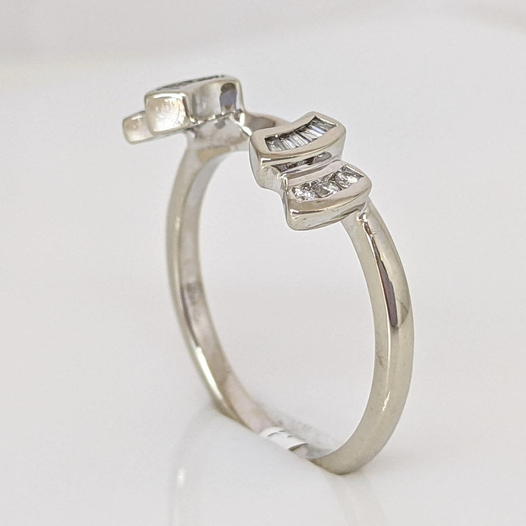 14K WHITE .14 CARAT TOTAL WEIGHT DIAMOND ROUND (6) BAGUETTE (8) ESTATE WRAP 2.5 GRAMS