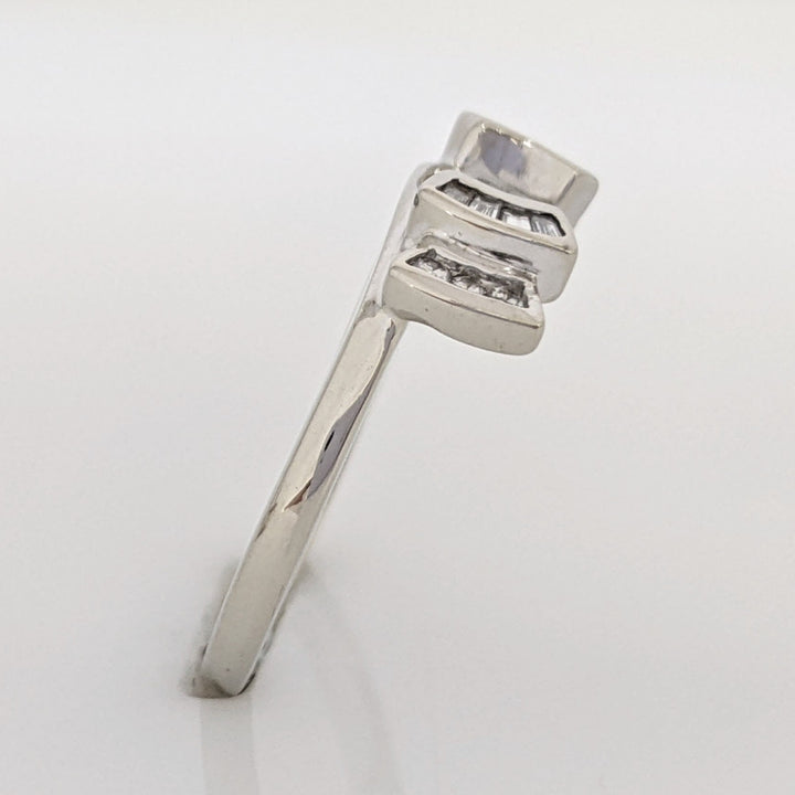 14K WHITE .14 CARAT TOTAL WEIGHT DIAMOND ROUND (6) BAGUETTE (8) ESTATE WRAP 2.5 GRAMS