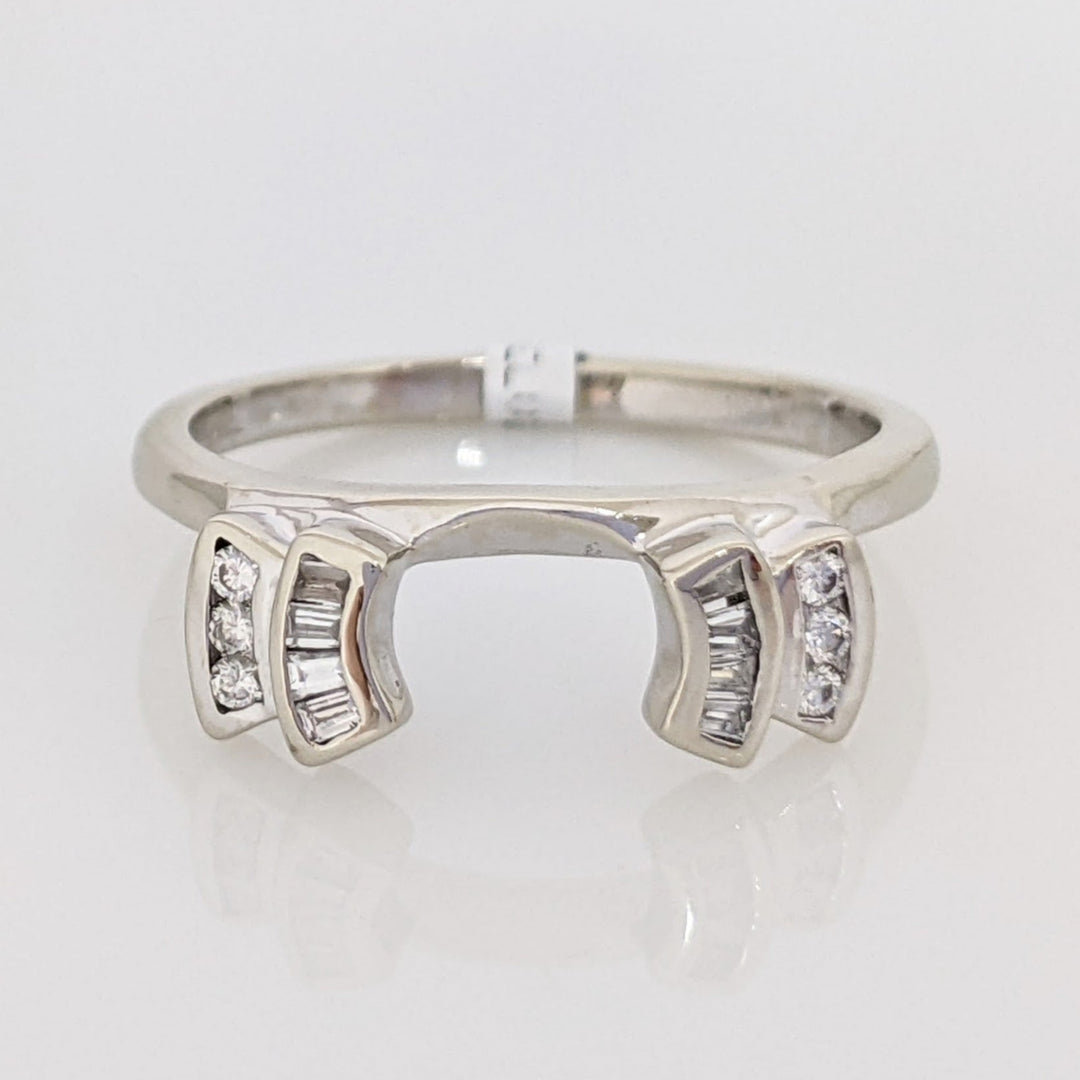 14K WHITE .14 CARAT TOTAL WEIGHT DIAMOND ROUND (6) BAGUETTE (8) ESTATE WRAP 2.5 GRAMS