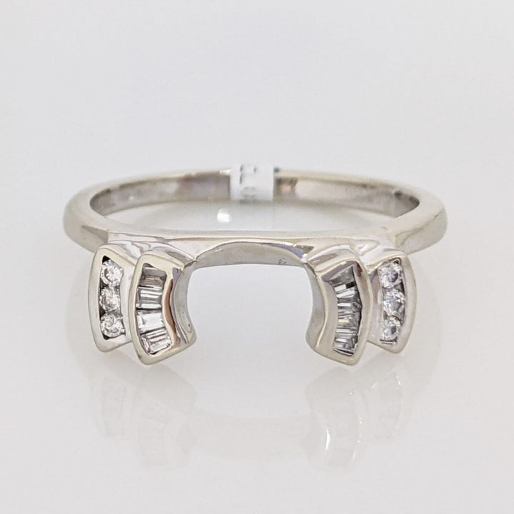 14K WHITE .14 CARAT TOTAL WEIGHT DIAMOND ROUND (6) BAGUETTE (8) ESTATE WRAP 2.5 GRAMS