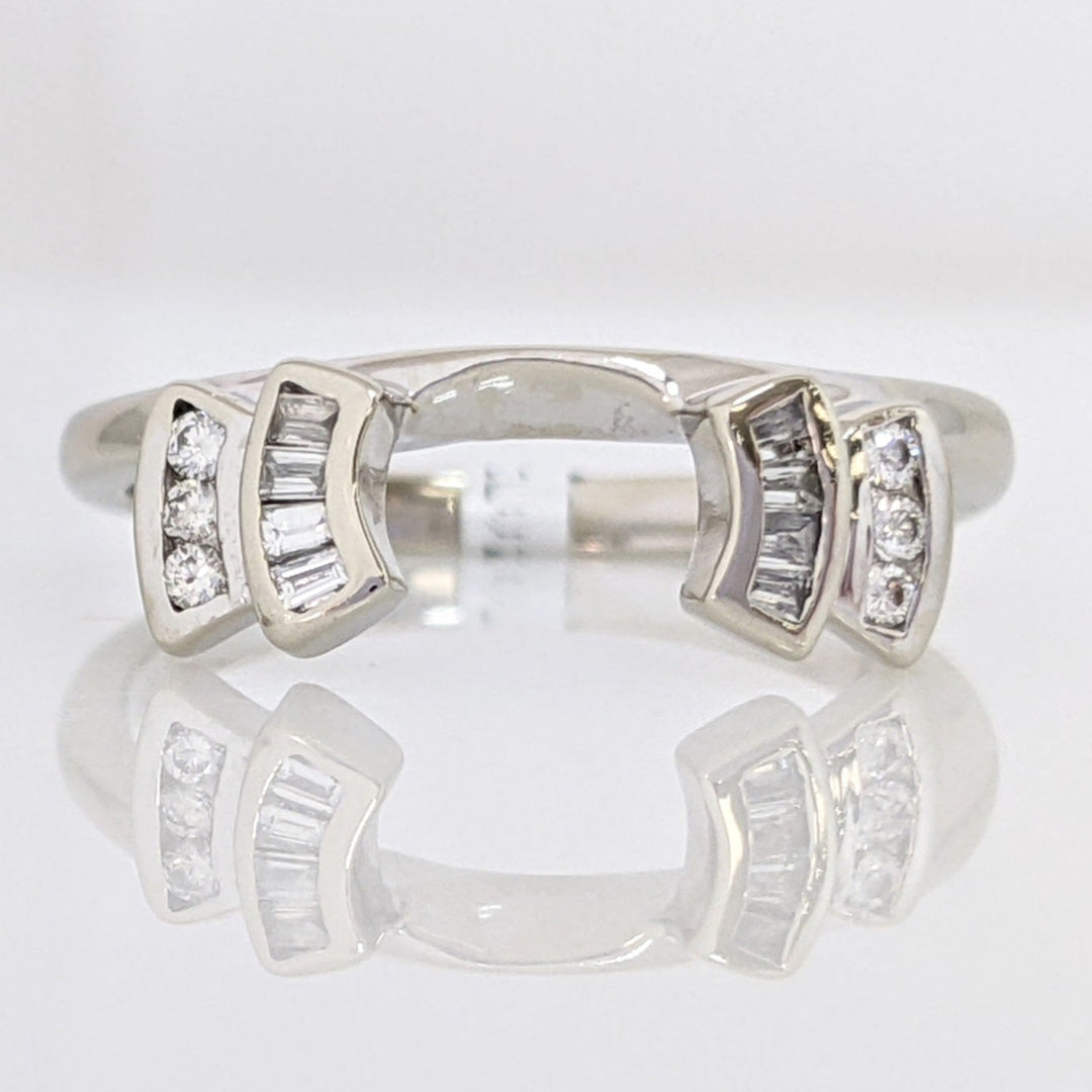 14K WHITE .14 CARAT TOTAL WEIGHT DIAMOND ROUND (6) BAGUETTE (8) ESTATE WRAP 2.5 GRAMS
