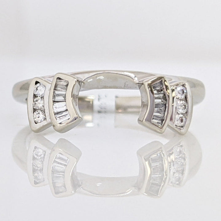 14K WHITE .14 CARAT TOTAL WEIGHT DIAMOND ROUND (6) BAGUETTE (8) ESTATE WRAP 2.5 GRAMS
