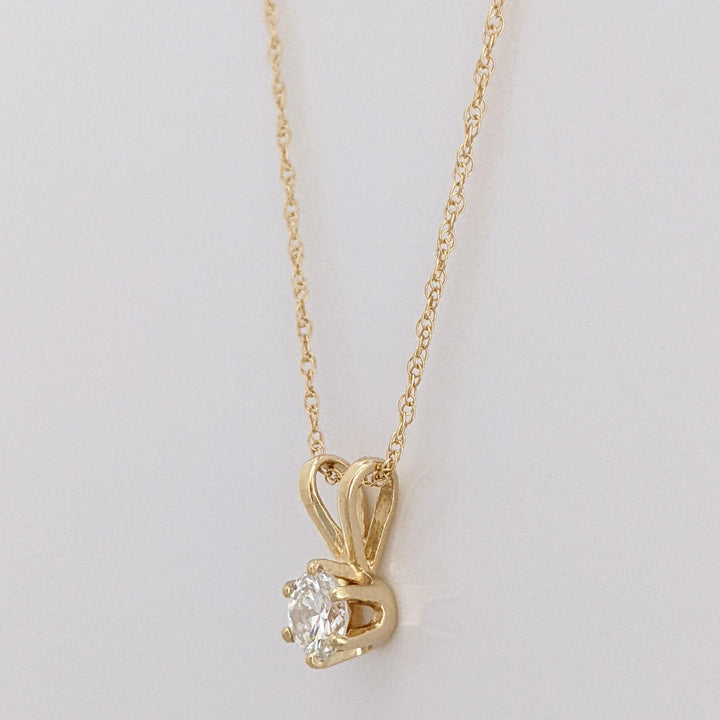 14K .38 CARAT TOTAL SI1 I DIAMOND ROUND (1) ESTATE SOLITAIRE PENDANT & CHAIN 1.2 GRAMS