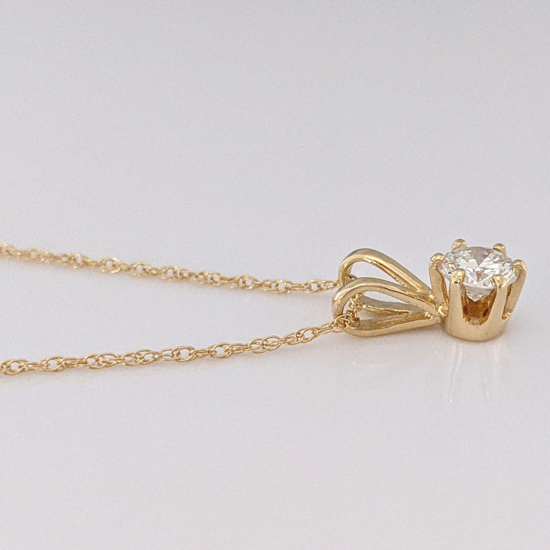 14K .38 CARAT TOTAL SI1 I DIAMOND ROUND (1) ESTATE SOLITAIRE PENDANT & CHAIN 1.2 GRAMS