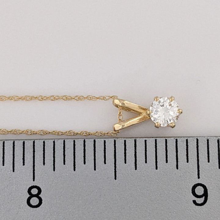 14K .38 CARAT TOTAL SI1 I DIAMOND ROUND (1) ESTATE SOLITAIRE PENDANT & CHAIN 1.2 GRAMS