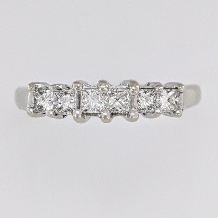 14K WHITE .60 CARAT TOTAL WEIGHT VS G-H DIAMOND PRINCESS CUT (6) ESTATE BAND 3.8 GRAMS