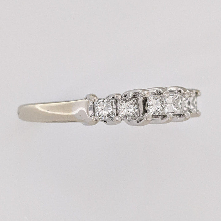 14K WHITE .60 CARAT TOTAL WEIGHT VS G-H DIAMOND PRINCESS CUT (6) ESTATE BAND 3.8 GRAMS
