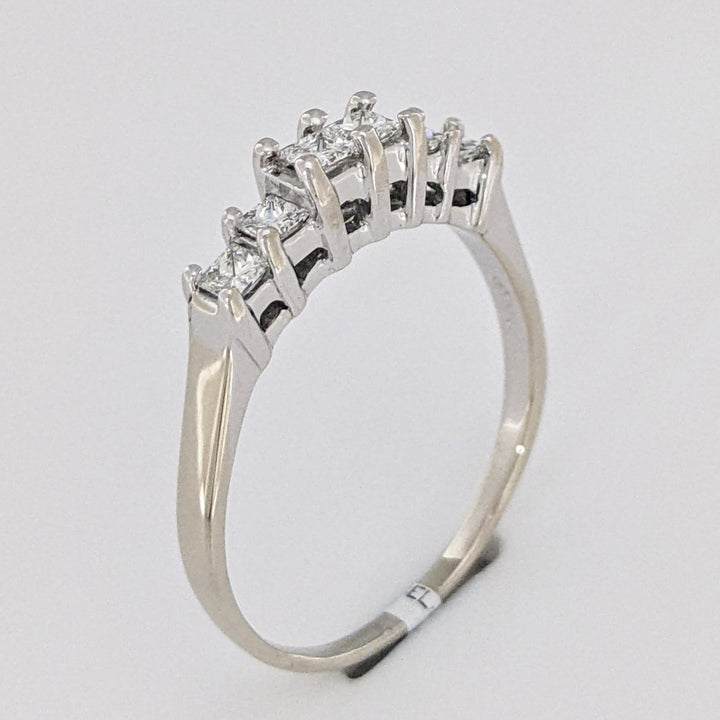 14K WHITE .60 CARAT TOTAL WEIGHT VS G-H DIAMOND PRINCESS CUT (6) ESTATE BAND 3.8 GRAMS