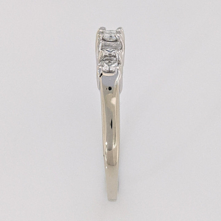 14K WHITE .60 CARAT TOTAL WEIGHT VS G-H DIAMOND PRINCESS CUT (6) ESTATE BAND 3.8 GRAMS