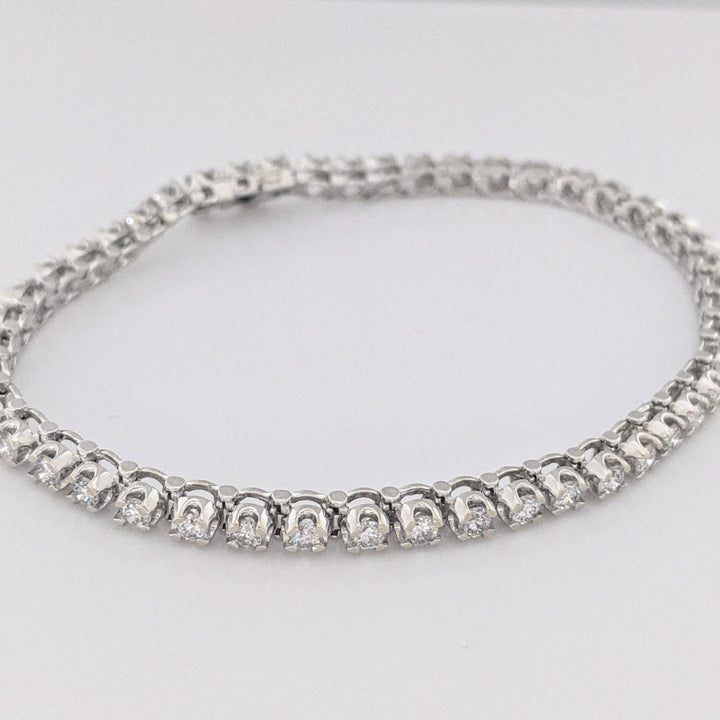 14K WHITE 2.82 CARAT TOTAL WEIGHT I1 I DIAMOND ROUND (47) ESTATE BRACELET 11.9 GRAMS
