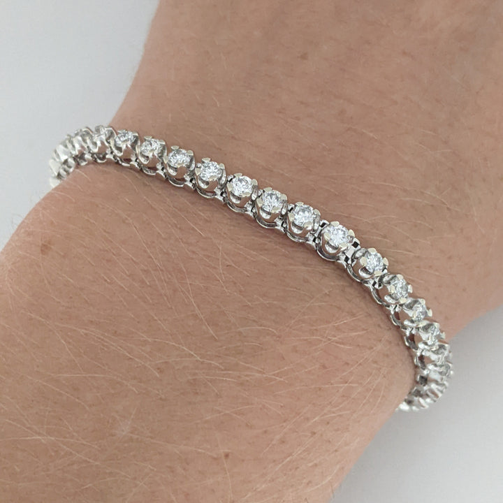 14K WHITE 2.82 CARAT TOTAL WEIGHT I1 I DIAMOND ROUND (47) ESTATE BRACELET 11.9 GRAMS