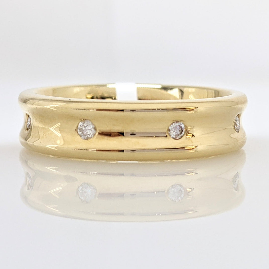 14K .24 CARAT TOTAL WEIGHT (8) ROUND DIAMOND BEAD SET COMFORT FIT 6MM ESTATE BAND 8.9 GRAMS