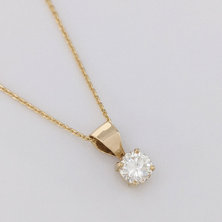 14K .65 CARAT TOTAL VS1 H DIAMOND ROUND ESTATE PENDANT & CHAIN 3.2 GRAMS