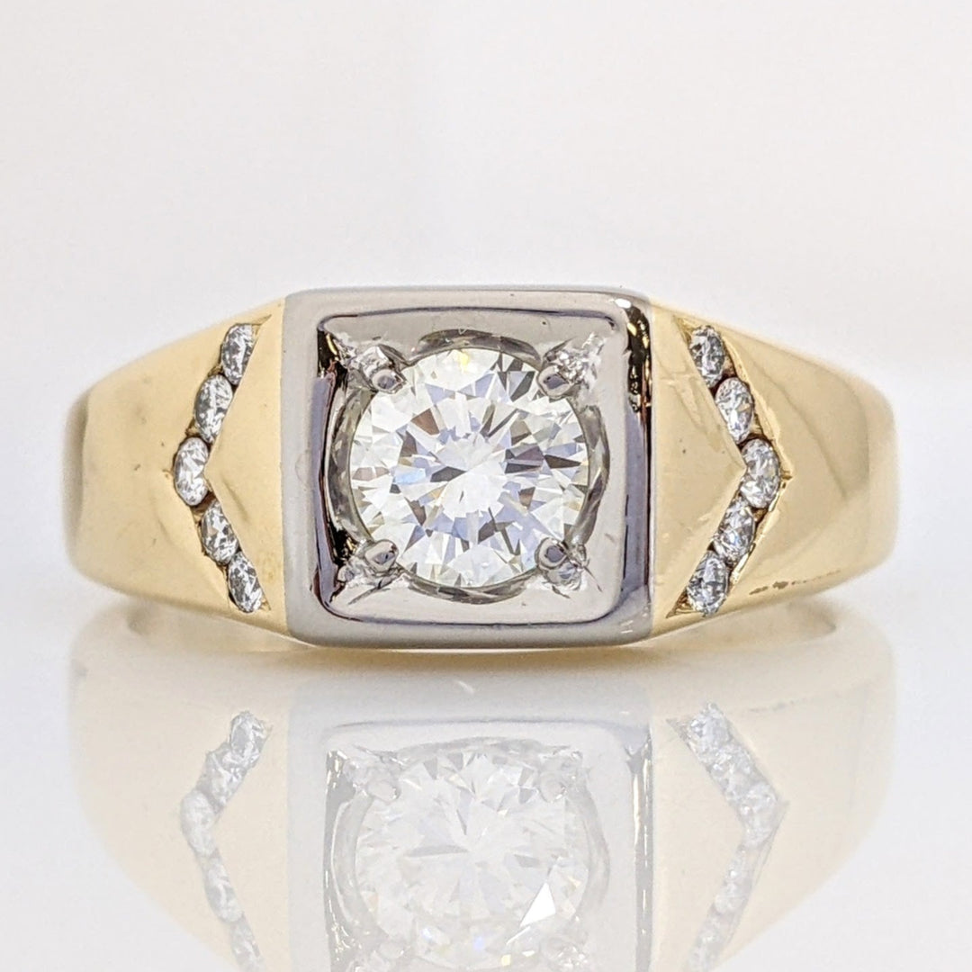 18K TWO TONE .98 CARAT TOTAL WEIGHT VS2 I DIAMOND ROUND (11) ESTATE RING 10. GRAMS