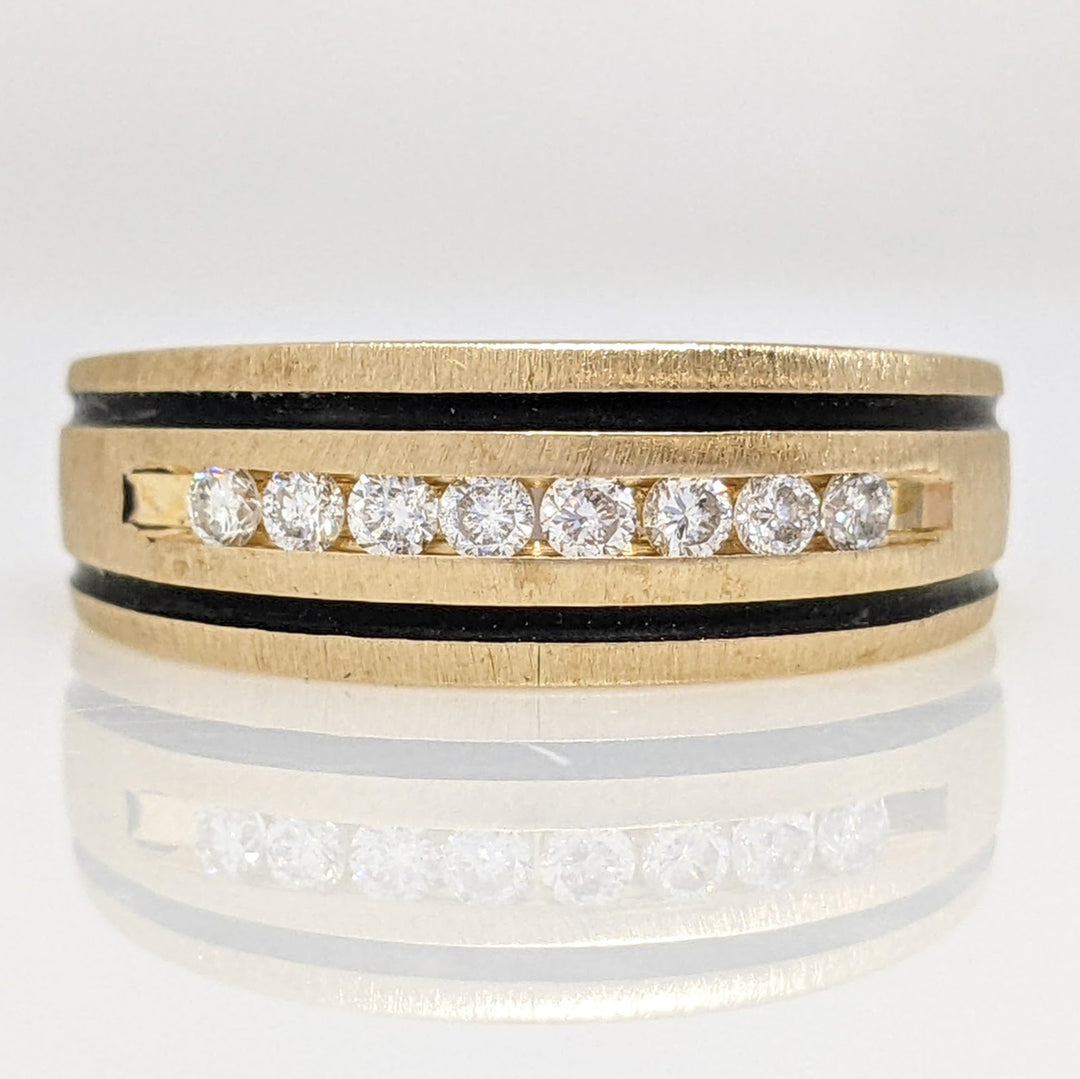 14K .24 CARAT TOTAL WEIGHT (8) ROUND DIAMOND BLACK BORDER ESTATE BAND 5.9 GRAMS