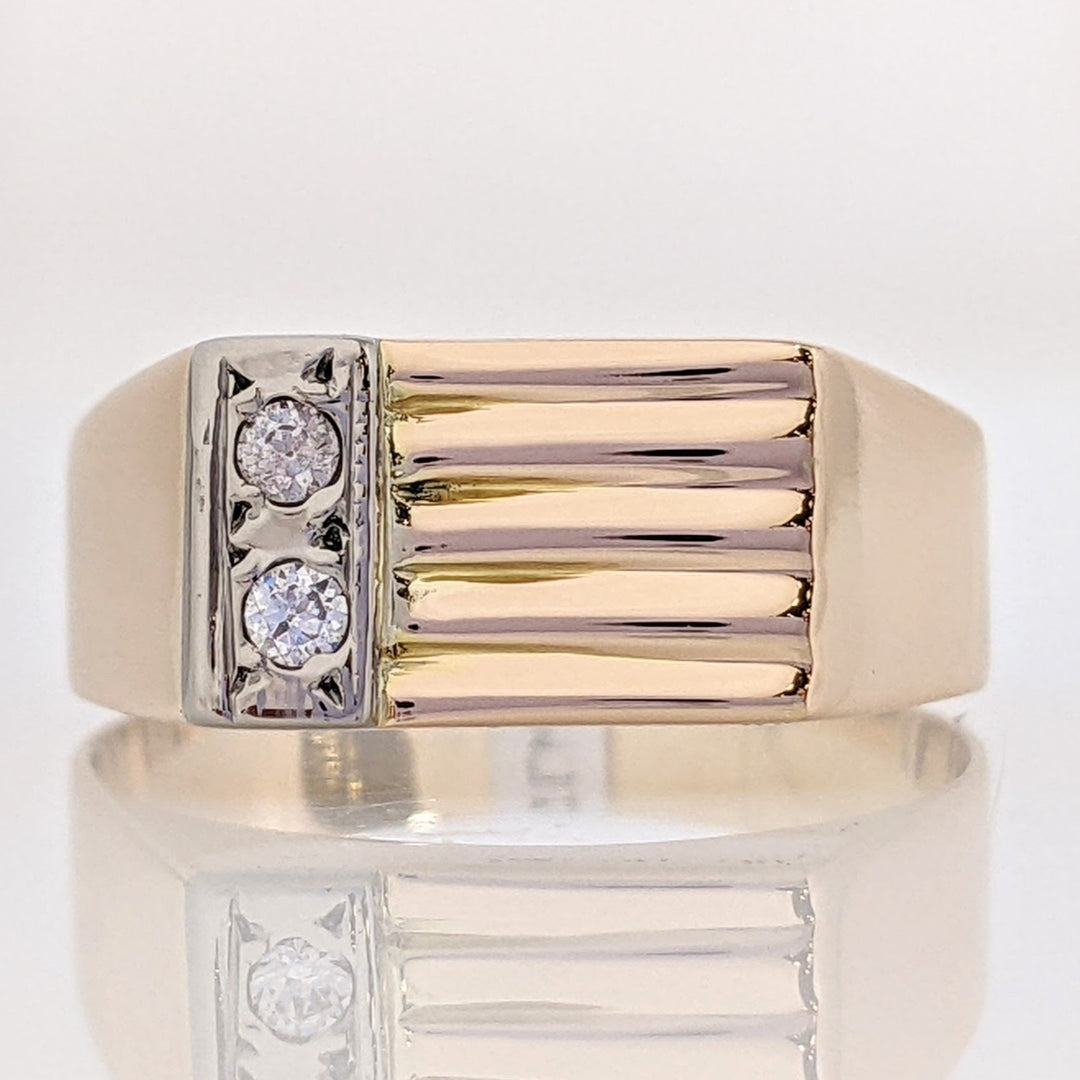 14K .03 CARAT TOTAL WEIGHT DIAMOND ROUND (2) RIBBED TOP ESTATE RING 2.6 GRAMS