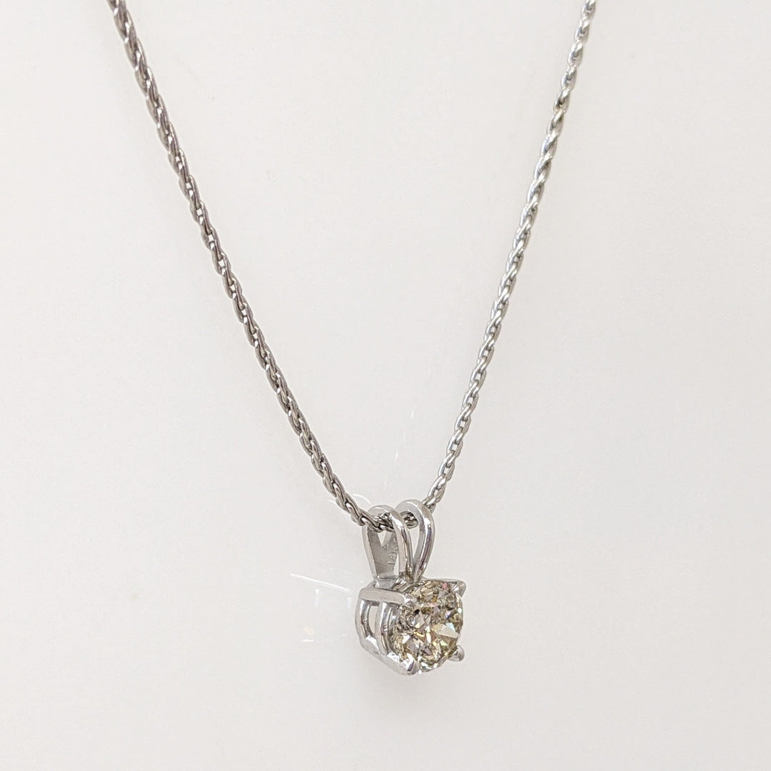 14K WHITE .45 CARAT TOTAL I1 L DIAMOND ROUND ESTATE SOLITAIRE PENDANT & CHAIN 2.2 GRAMS