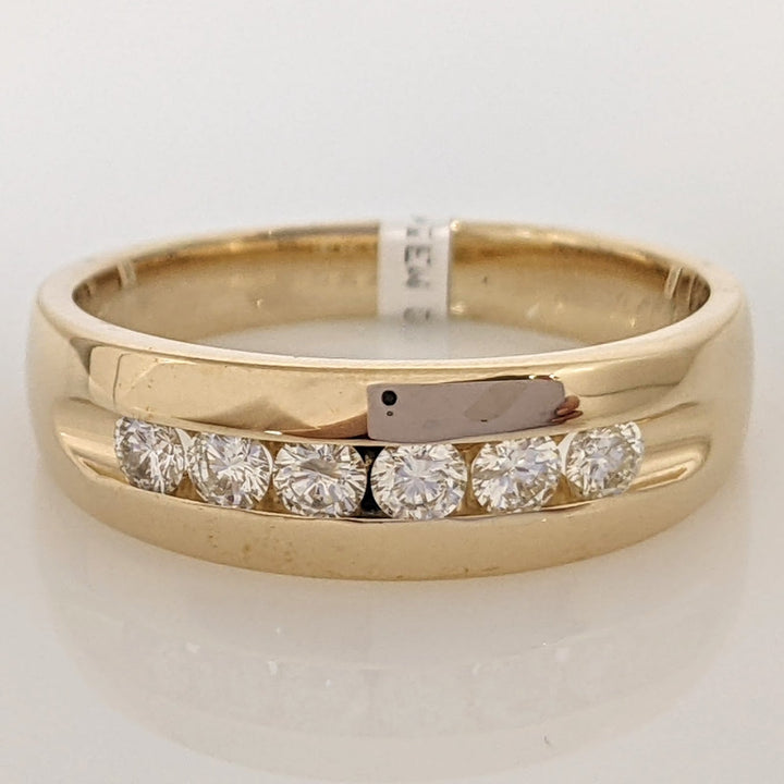 14K .52 CARAT TOTAL WEIGHT I1 H DIAMOND ROUND (6) ESTATE CHANNEL SET BAND 6.1 GRAMS