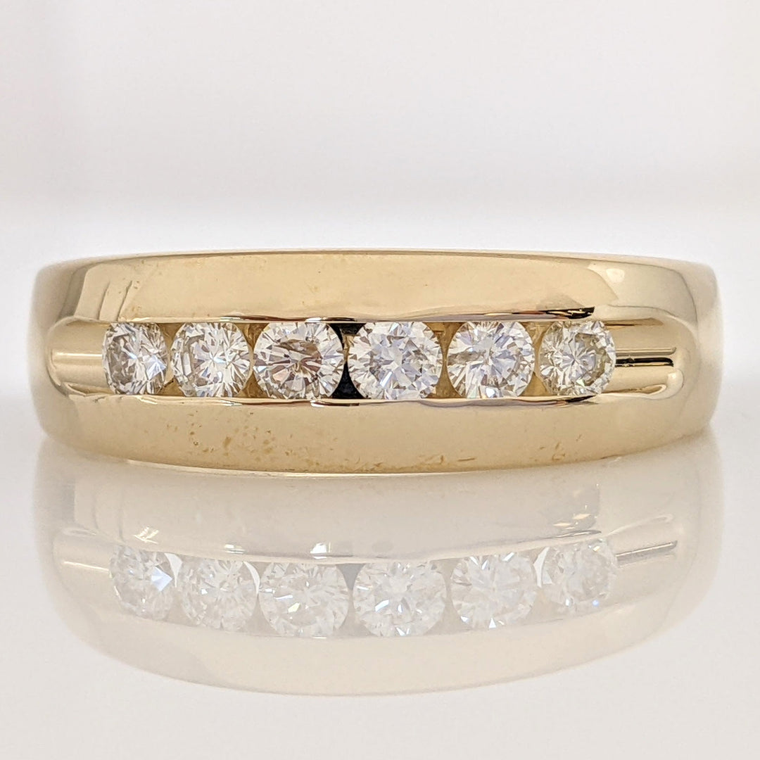 14K .52 CARAT TOTAL WEIGHT I1 H DIAMOND ROUND (6) ESTATE CHANNEL SET BAND 6.1 GRAMS