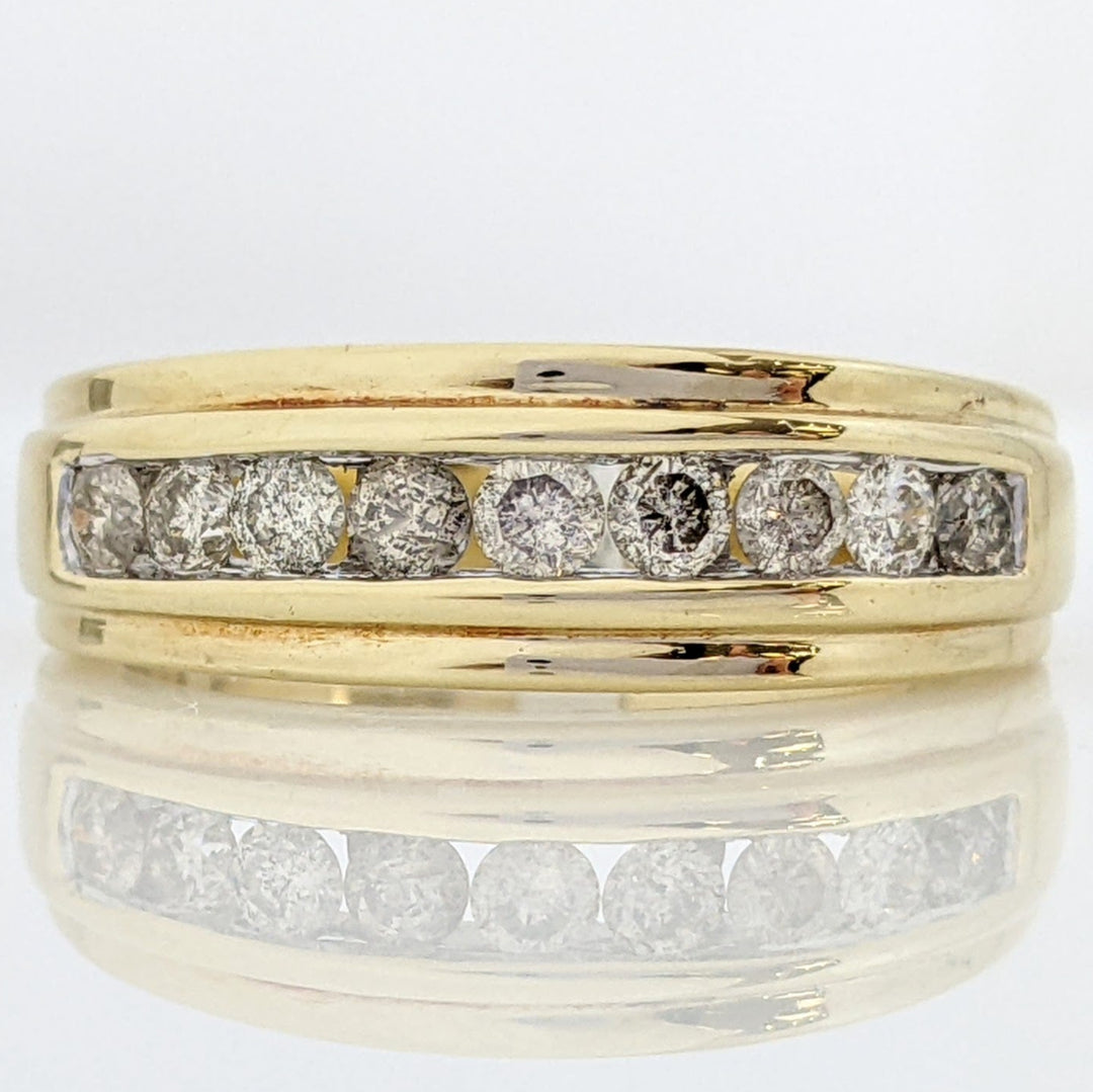 14K .63 CARAT TOTAL WEIGHT I1 J-L DIAMOND ROUND (9) CHANNEL SET ESTATE BAND 7.0 GRAMS