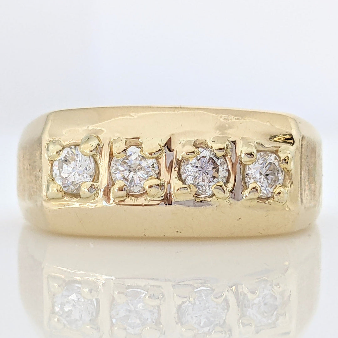 14K .48 CARAT TOTAL WEIGHT DIAMOND ROUND (4) PRONG SET ESTATE BAND 7.6 GRAMS