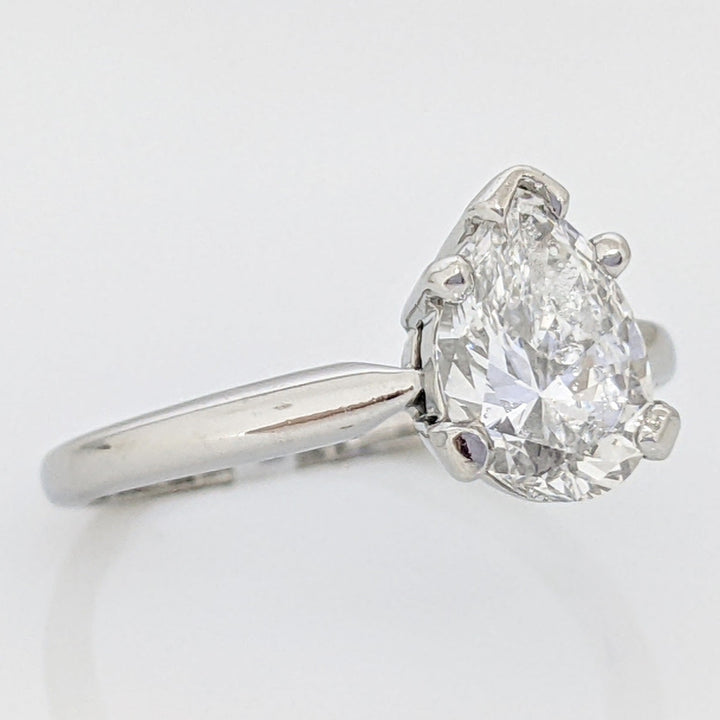 PLATINUM 1.22 CARAT TOTAL VS1 D DIAMOND PEAR ESTATE SOLITAIRE RING 4.5 GRAMS
