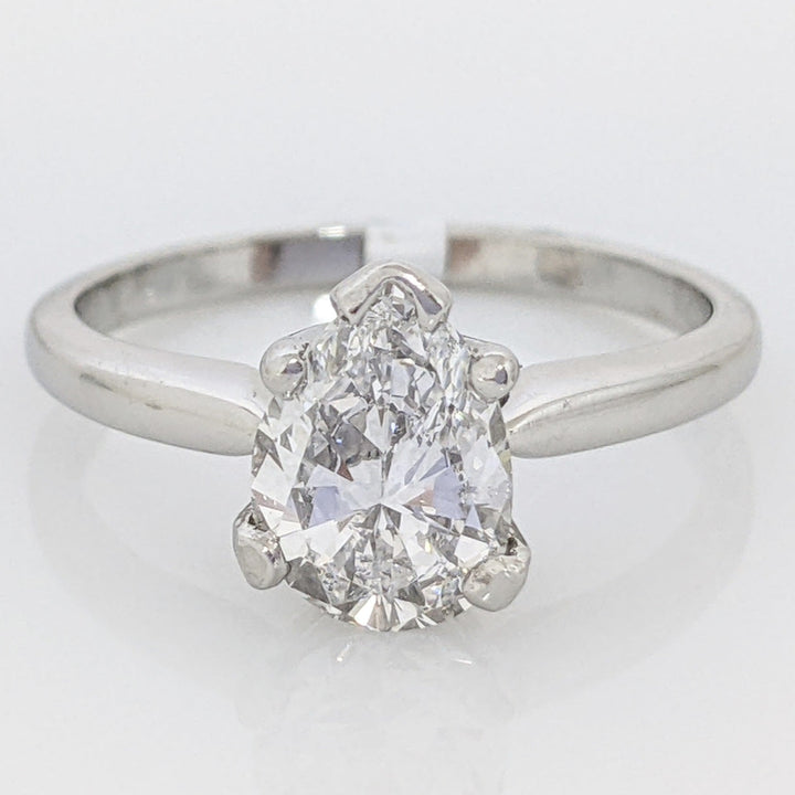PLATINUM 1.22 CARAT TOTAL VS1 D DIAMOND PEAR ESTATE SOLITAIRE RING 4.5 GRAMS
