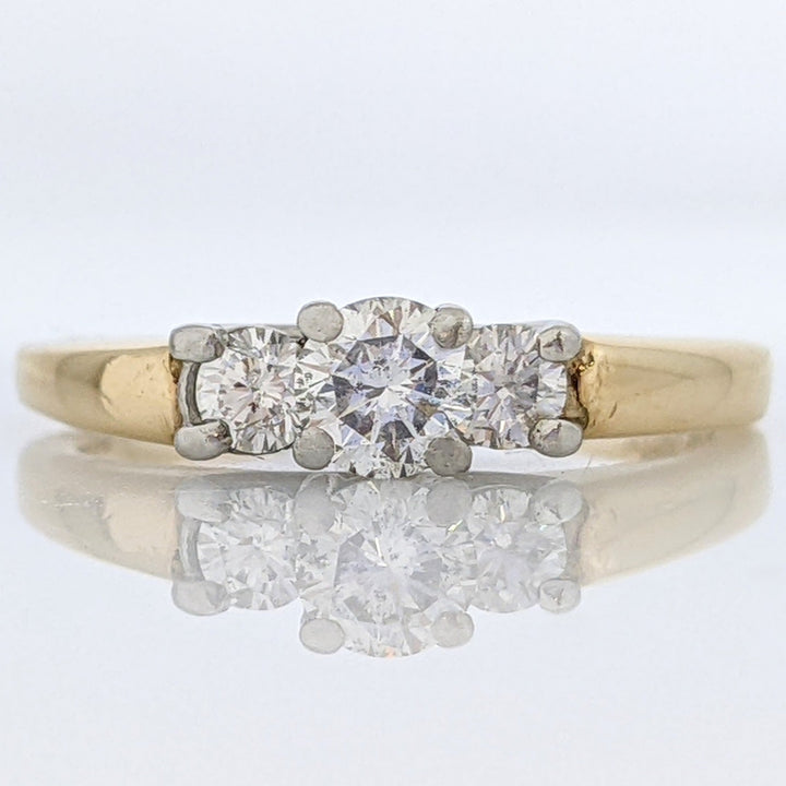 14K/ PLATINUM .46 CARAT TOTAL WEIGHT SI2 I DIAMOND ROUND (3) ESTATE 2.8 GRAMS