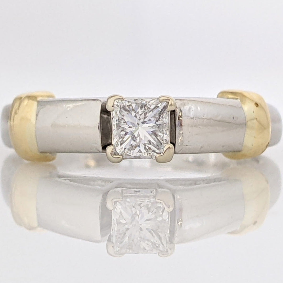 PLATINUM/14K .24 CARAT TOTAL I1 F DIAMOND PRINCESS CUT ESTATE RING 4.5 GRAMS