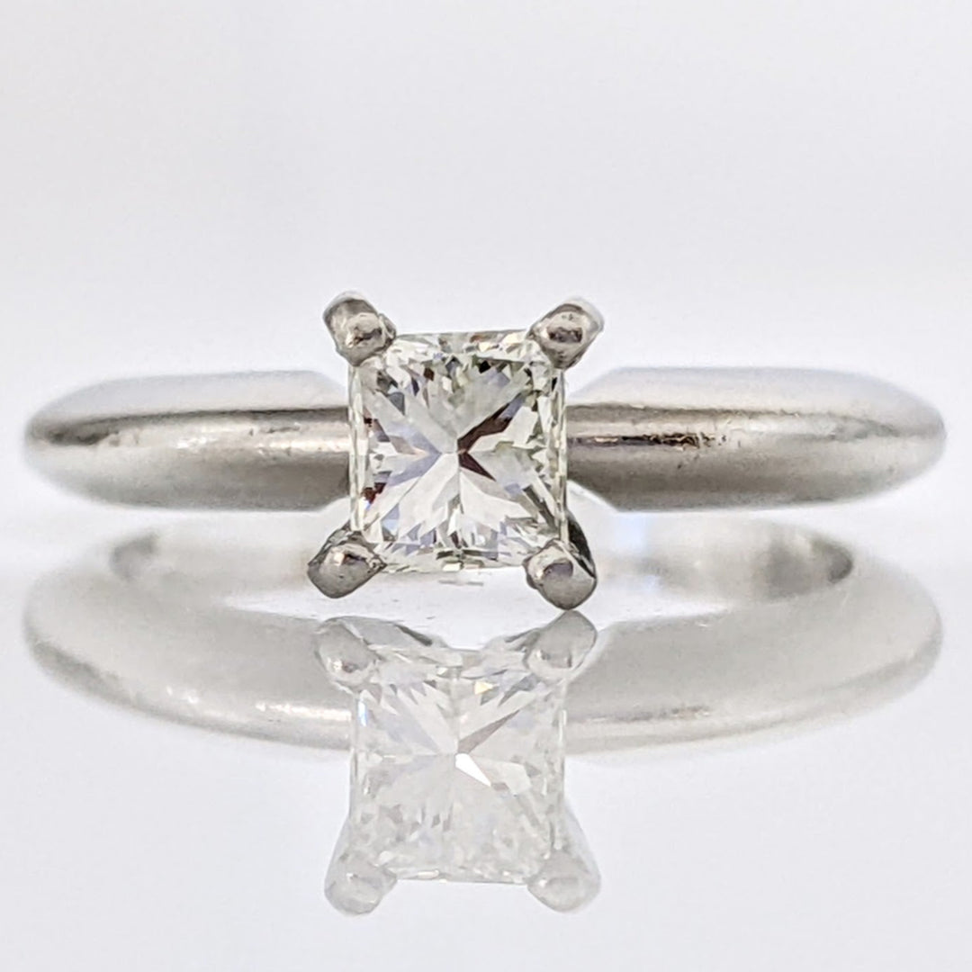 PLATINUM .46 CARAT TOTAL VS1 G DIAMOND PRINCESS CUT SOLITAIRE ESTATE RING 4.4 GRAMS