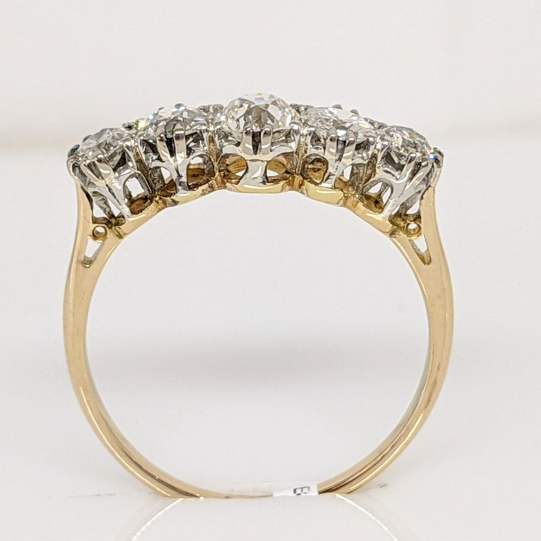 14K .85 CARAT TOTAL WEIGHT I1 I-J DIAMOND ROUND (5) ESTATE BAND 2.5 GRAMS