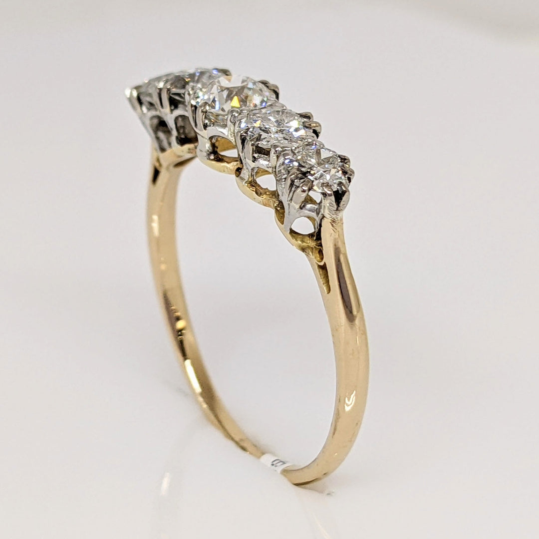 14K .85 CARAT TOTAL WEIGHT I1 I-J DIAMOND ROUND (5) ESTATE BAND 2.5 GRAMS