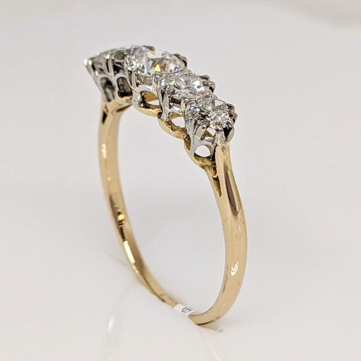 14K .85 CARAT TOTAL WEIGHT I1 I-J DIAMOND ROUND (5) ESTATE BAND 2.5 GRAMS