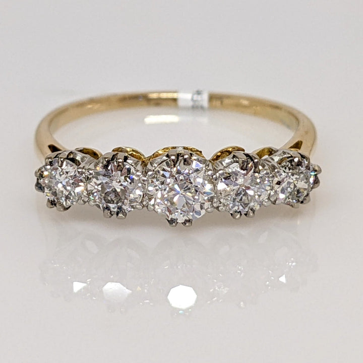14K .85 CARAT TOTAL WEIGHT I1 I-J DIAMOND ROUND (5) ESTATE BAND 2.5 GRAMS