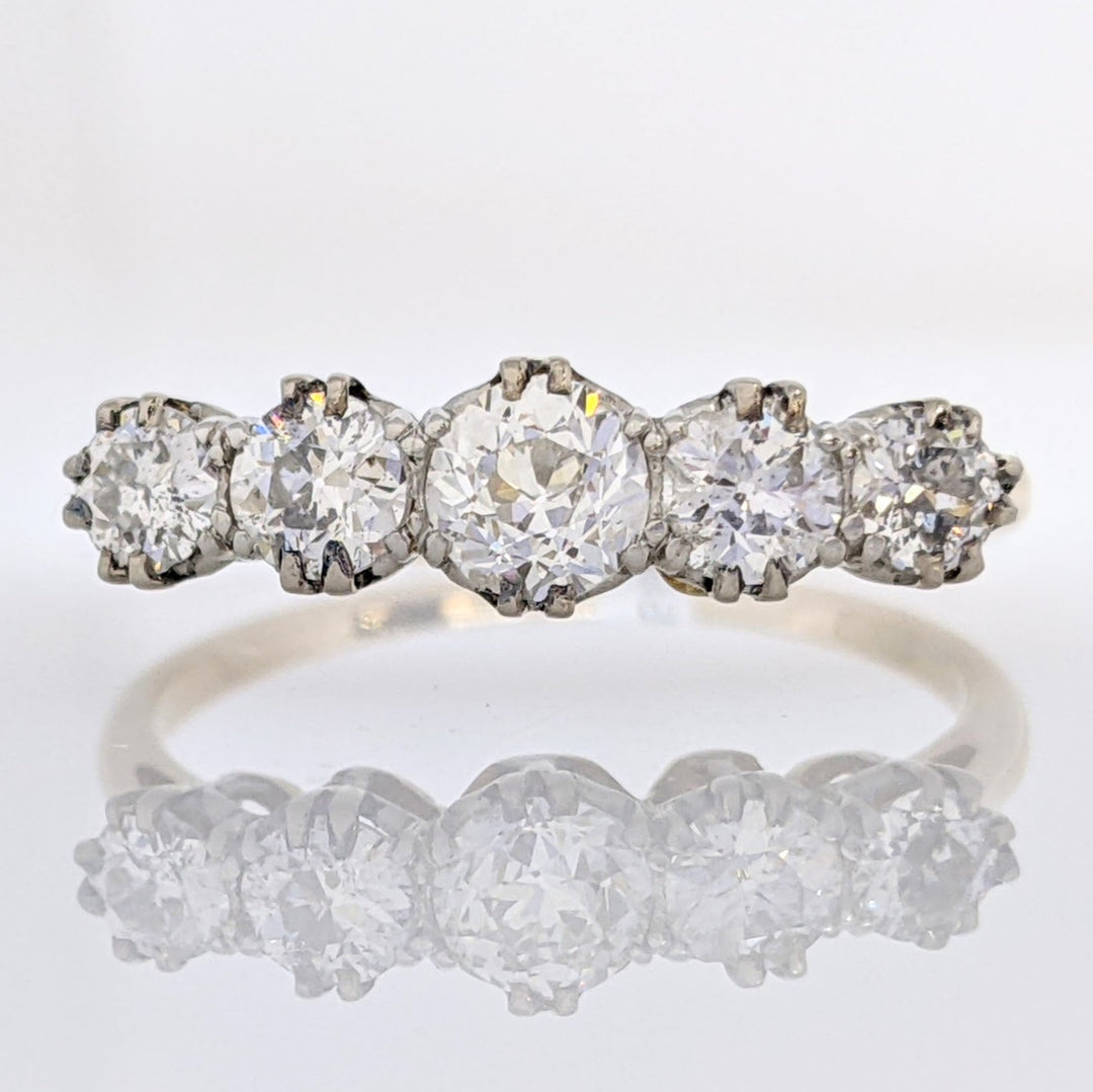 14K .85 CARAT TOTAL WEIGHT I1 I-J DIAMOND ROUND (5) ESTATE BAND 2.5 GRAMS